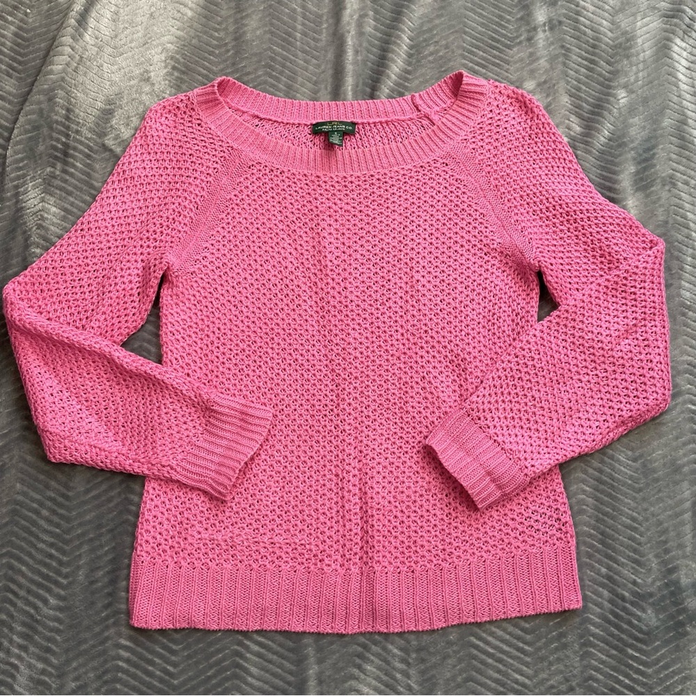 LRL Lauren Jeans Co Ralph Lauren Pink Loose Knit Sweater Small